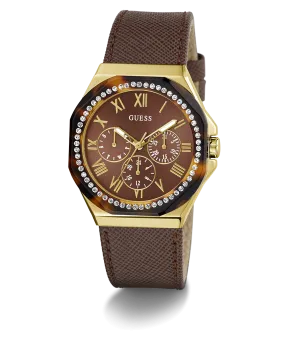 GUESS Ladies Brown Gold Tone Multi-function Watch
