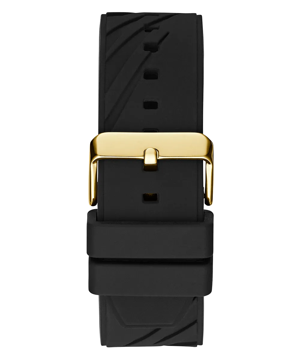 GUESS Mens Black Gold Tone Multi-function Watch