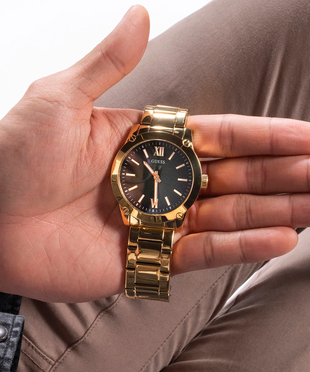 GUESS Mens Gold Tone Analog Watch