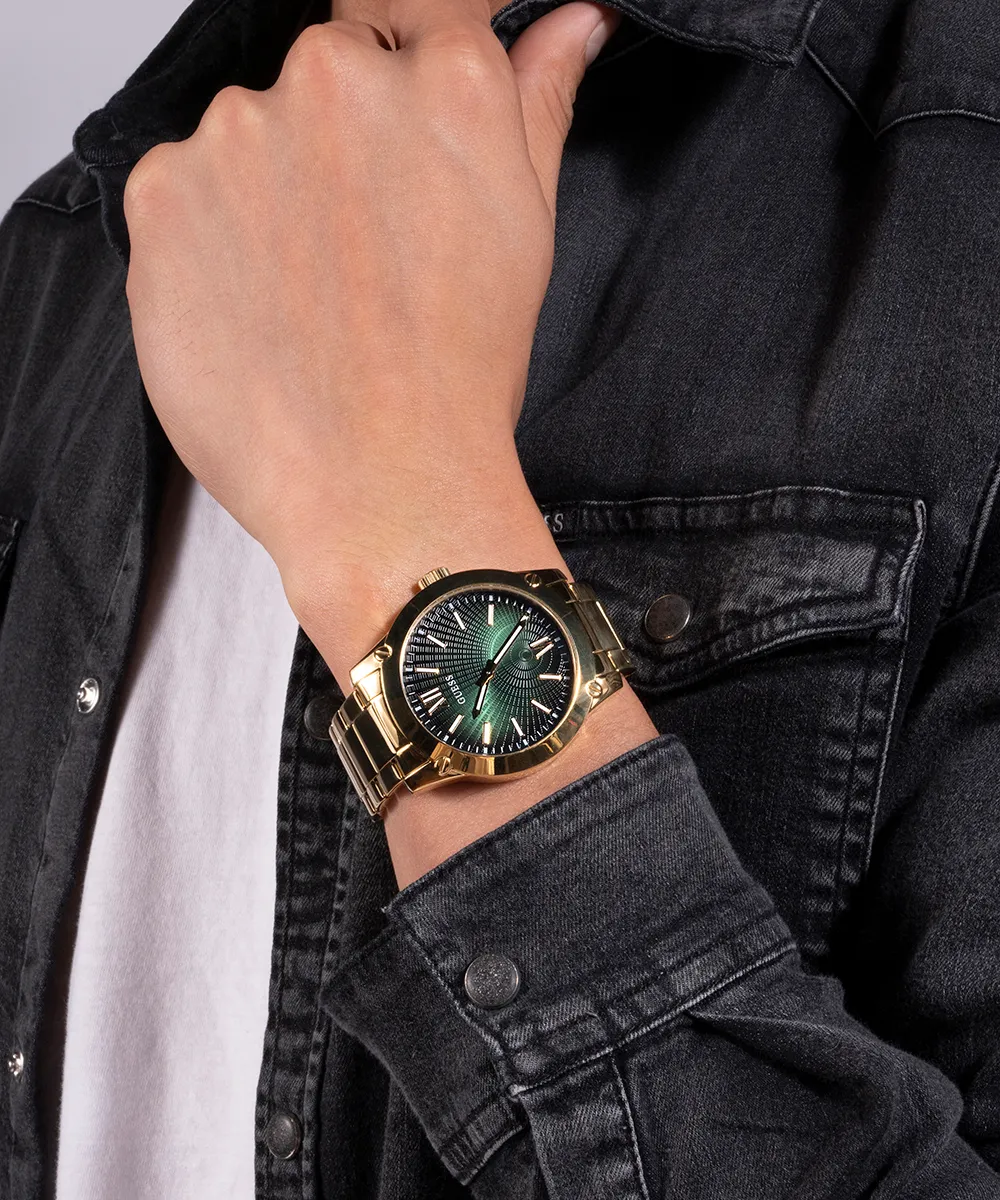 GUESS Mens Gold Tone Analog Watch