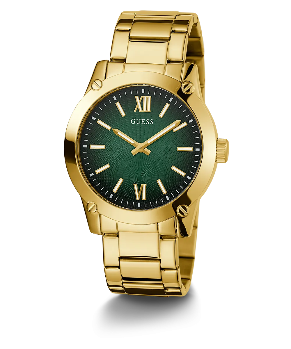 GUESS Mens Gold Tone Analog Watch