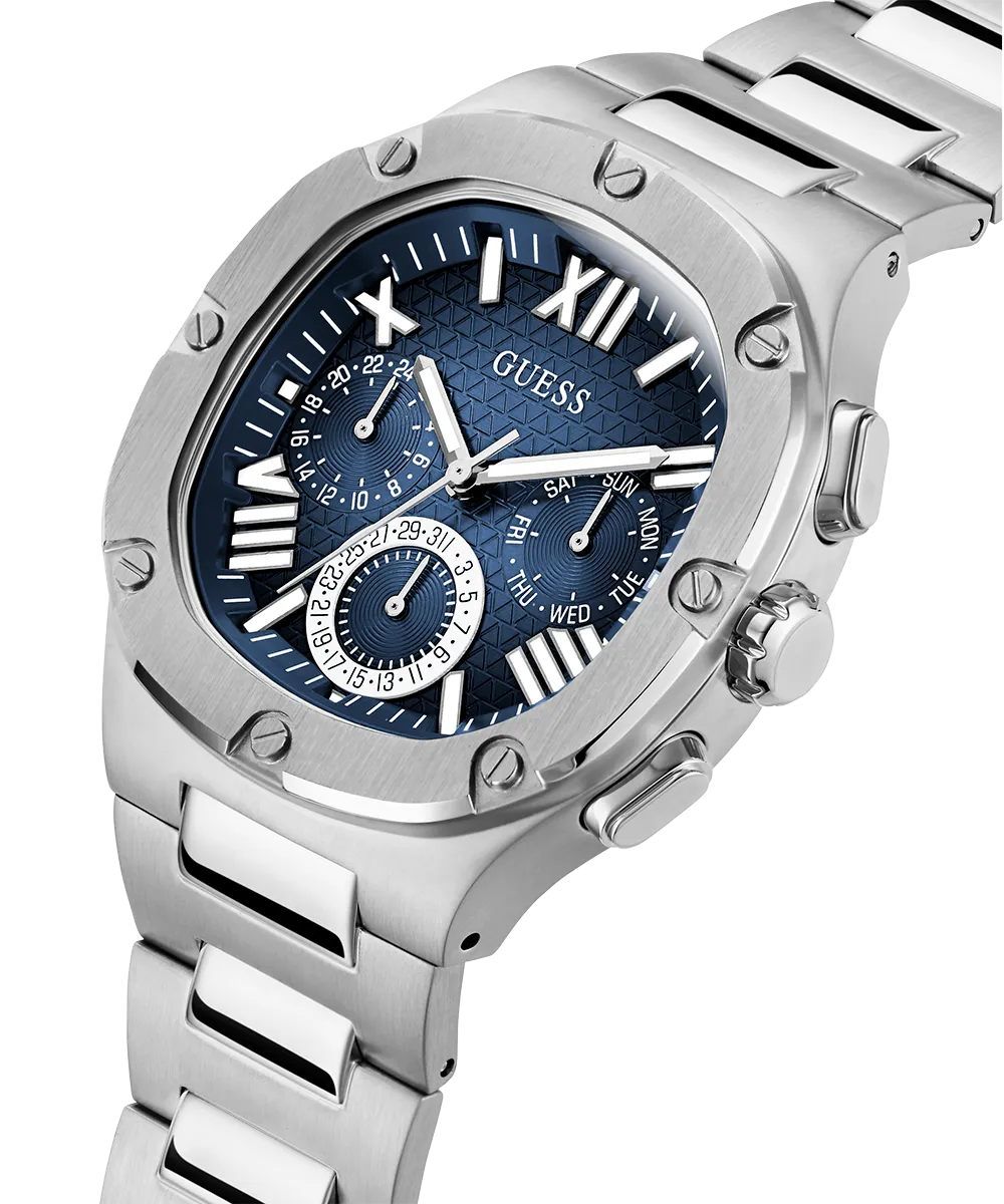 GUESS Mens Silver Tone Multi-function Watch