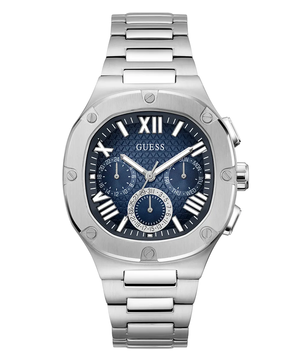 GUESS Mens Silver Tone Multi-function Watch
