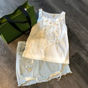 J. Crew White Flower Top