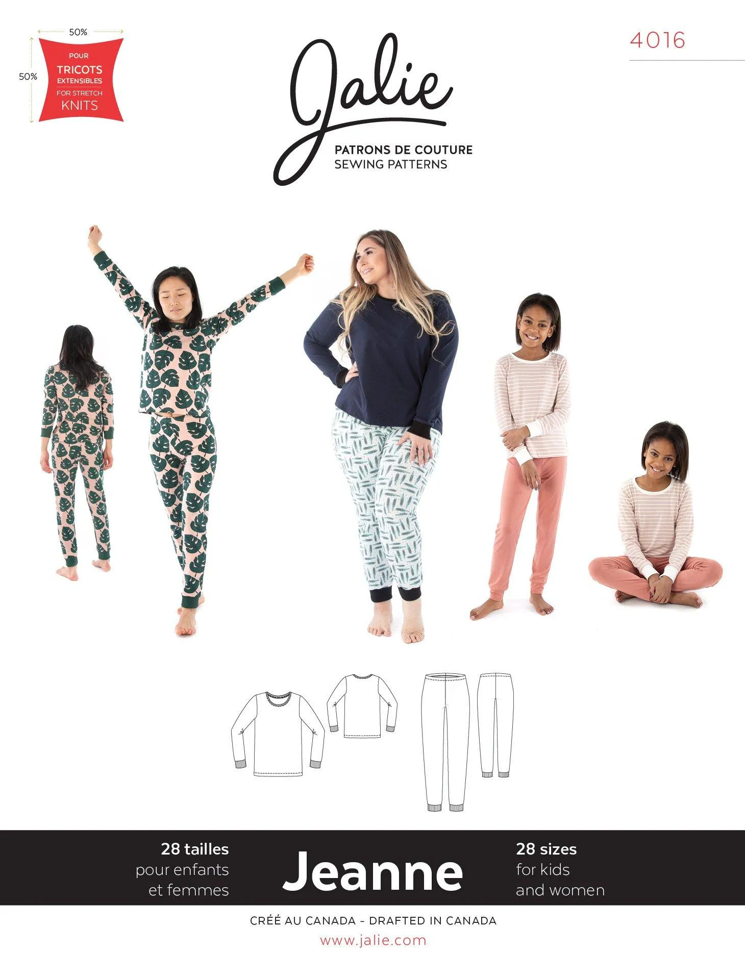 Jalie Sewing Pattern - Jeanne Knit PJ Set