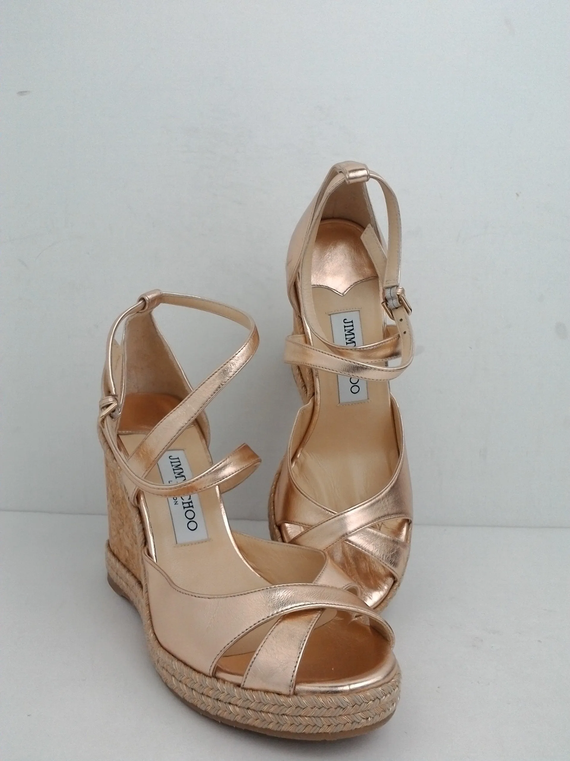 Jimmy Choo Women's Rose Gold Leather Wedge Size 38
