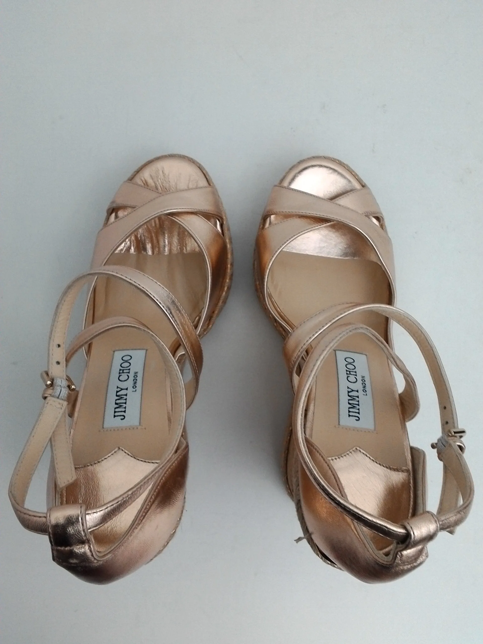 Jimmy Choo Women's Rose Gold Leather Wedge Size 38