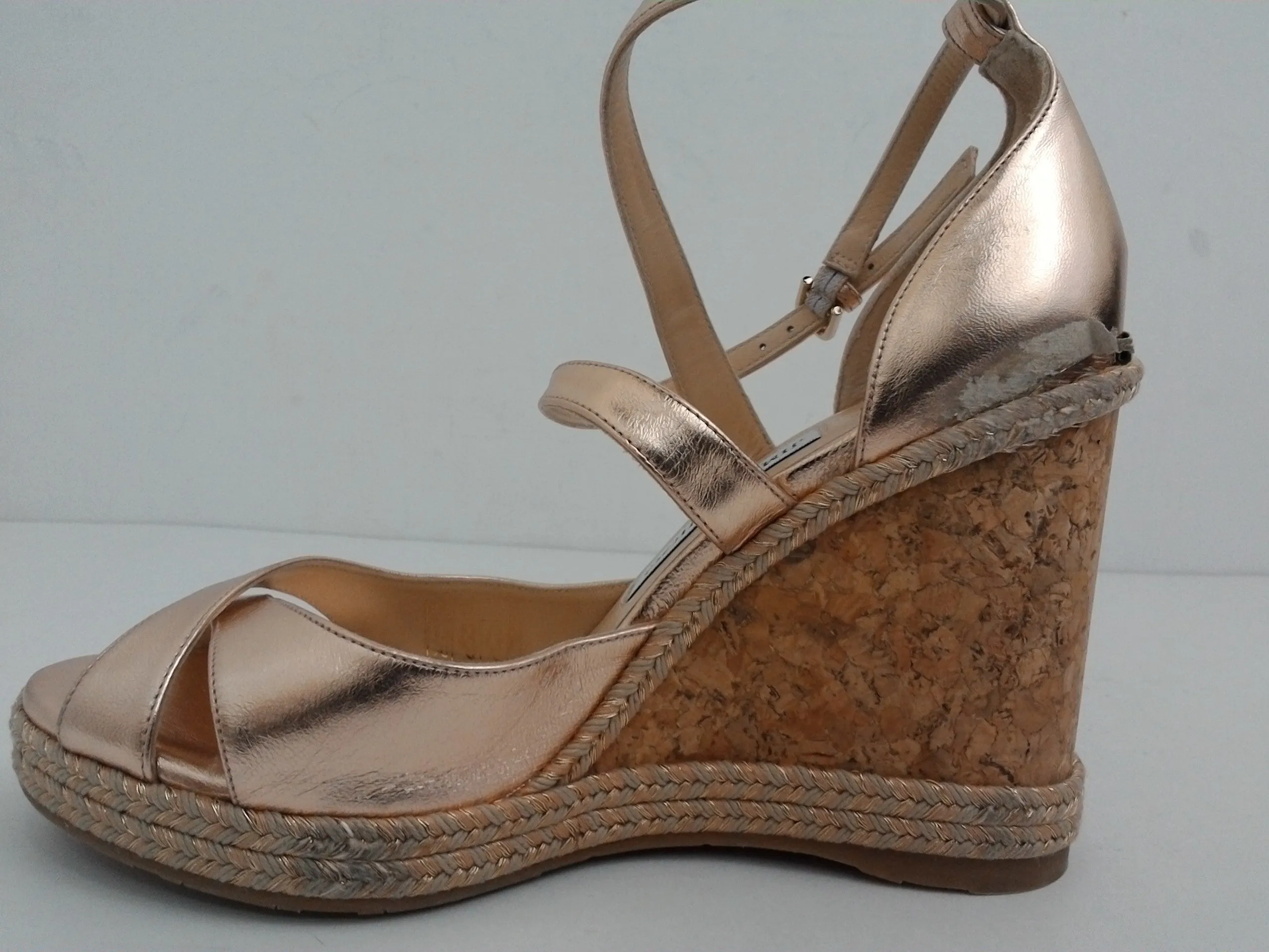 Jimmy Choo Women's Rose Gold Leather Wedge Size 38