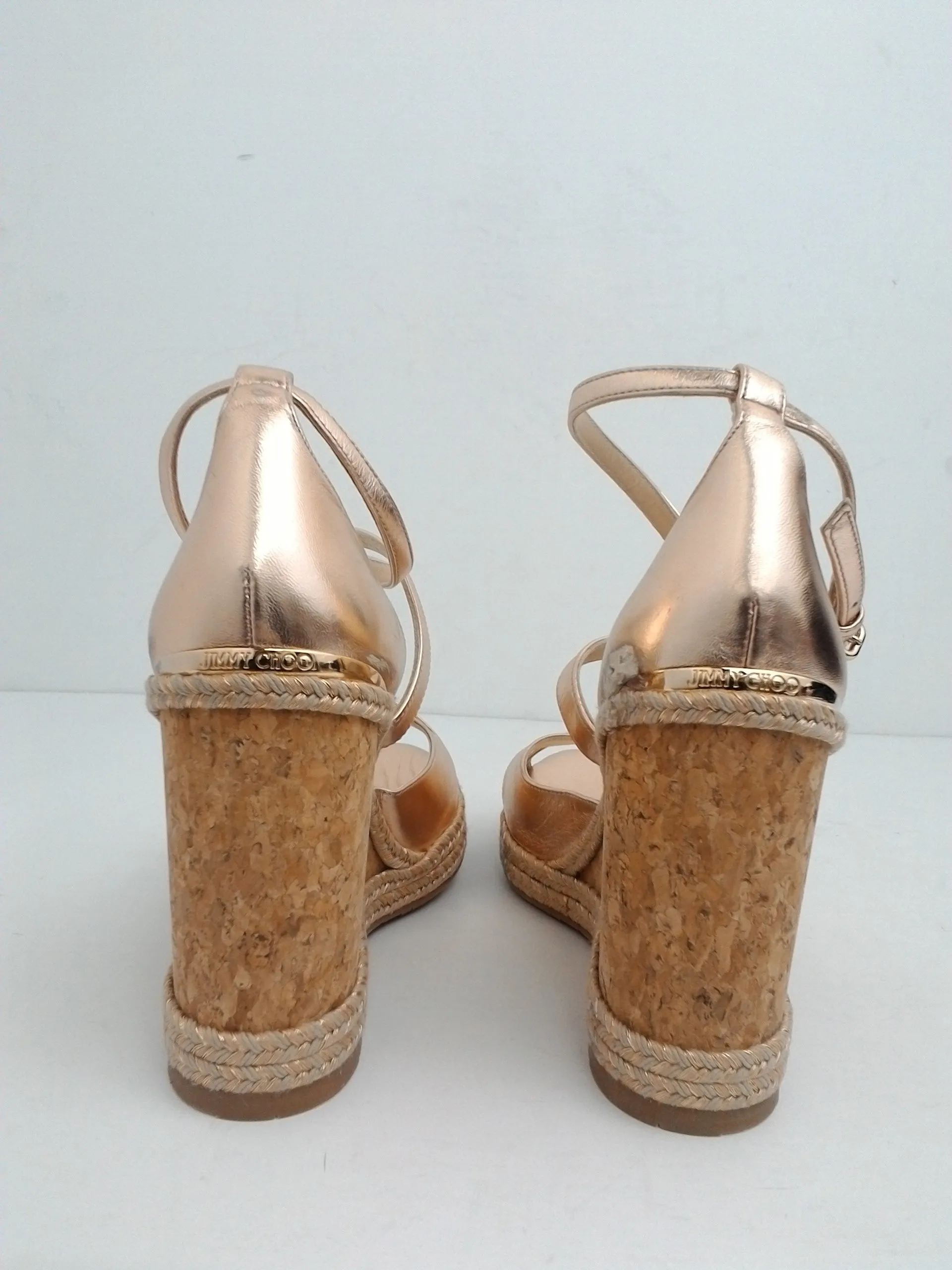 Jimmy Choo Women's Rose Gold Leather Wedge Size 38
