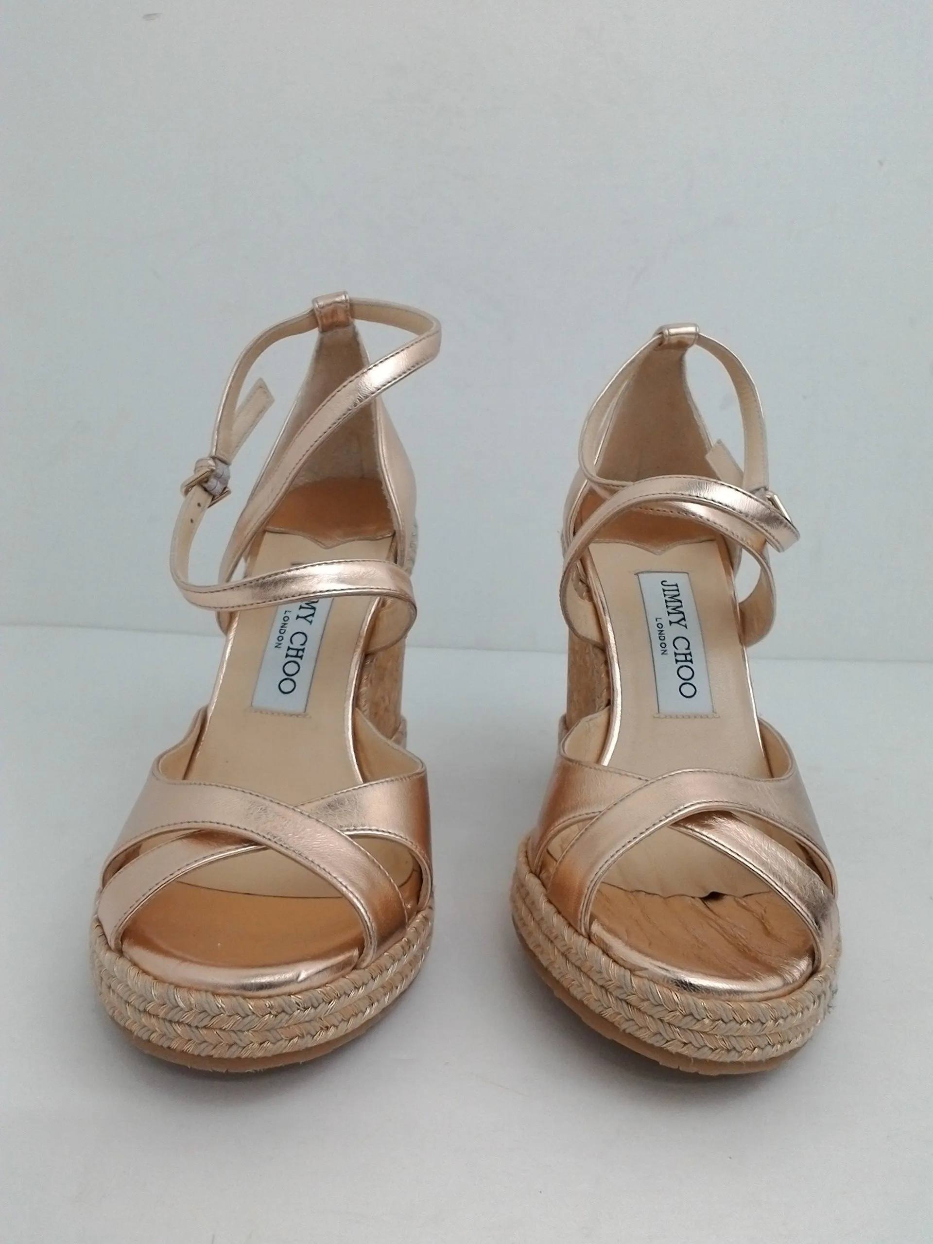 Jimmy Choo Women's Rose Gold Leather Wedge Size 38