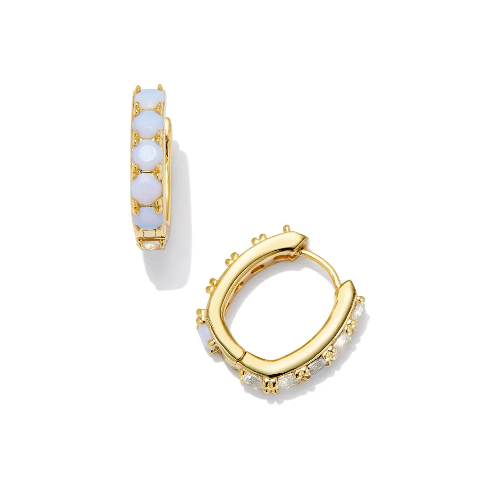Kendra Scott Chandler Huggie Earrings - Gold White Opalite Mix