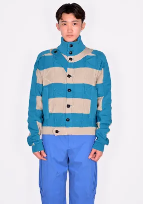 KIKO KOSTADINOV MEN KKSS24KN04-78 MERLI TWINSET CARDIGAN TEAL GREEN/BEIGE