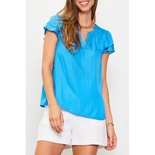 Krista Detail Sleeve Skies are Blue Top