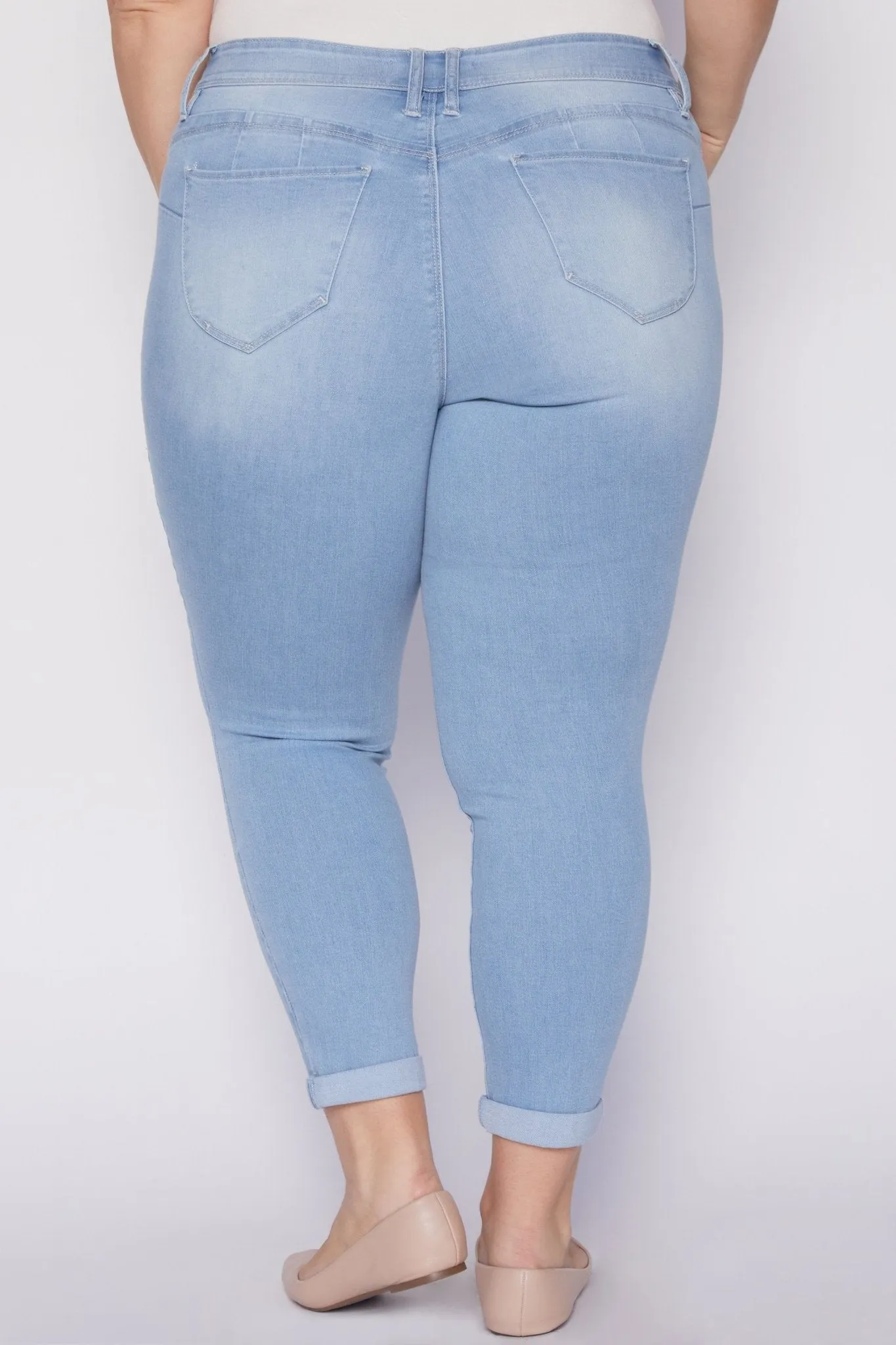 Missy Plus Size Wannabettabutt 2 Button Rolled Cuff Ankle Jean 12 Pack