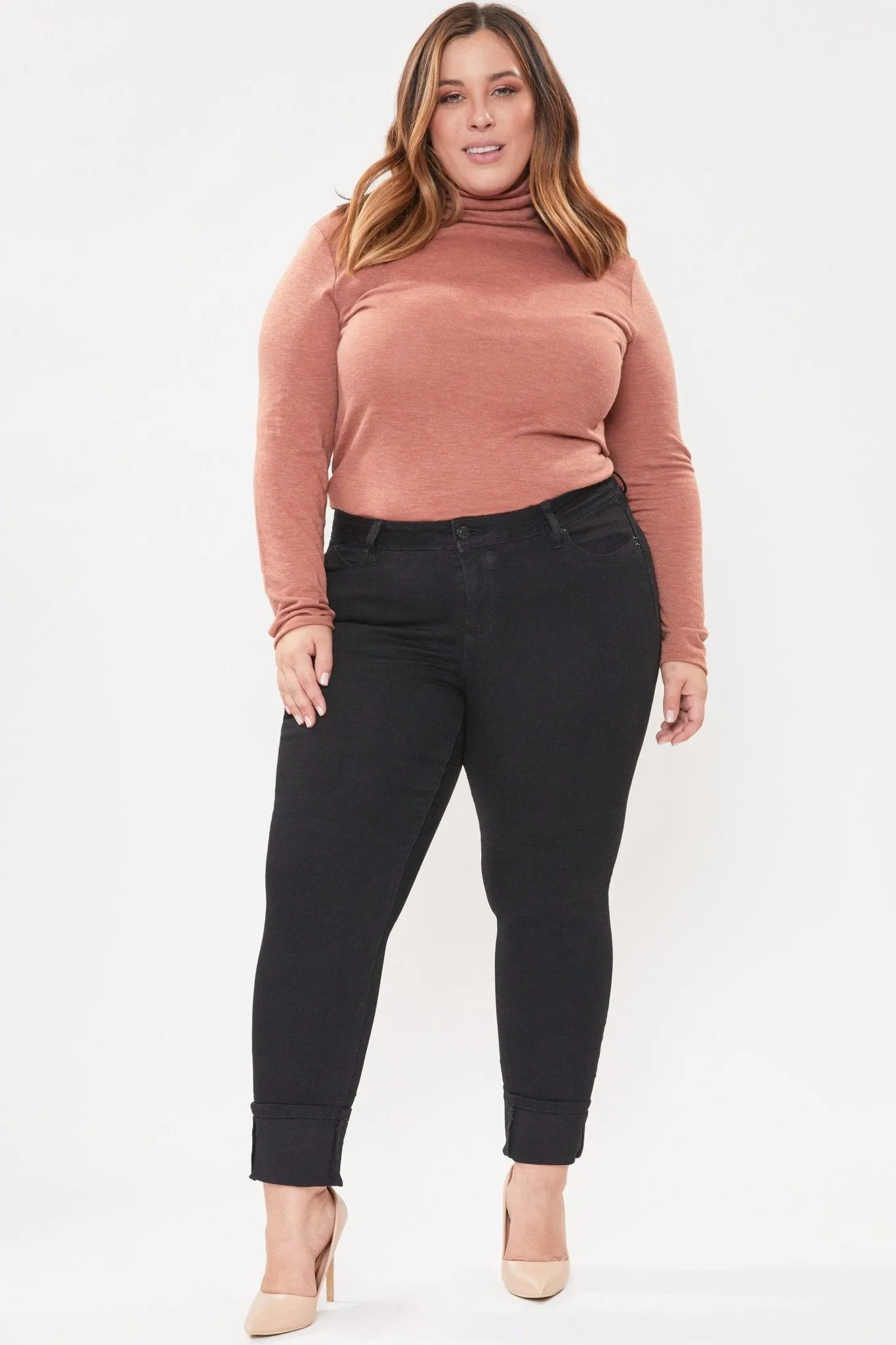 Missy Plus Size Wannabettabutt 2 Button Rolled Cuff Ankle Jean 12 Pack