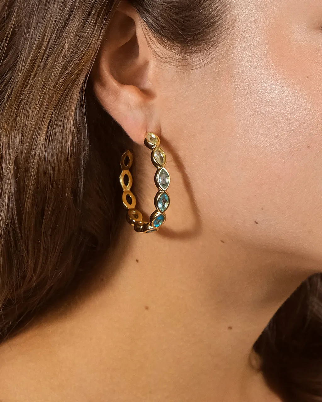 Naomi Multicolored CZ Hoop Earrings