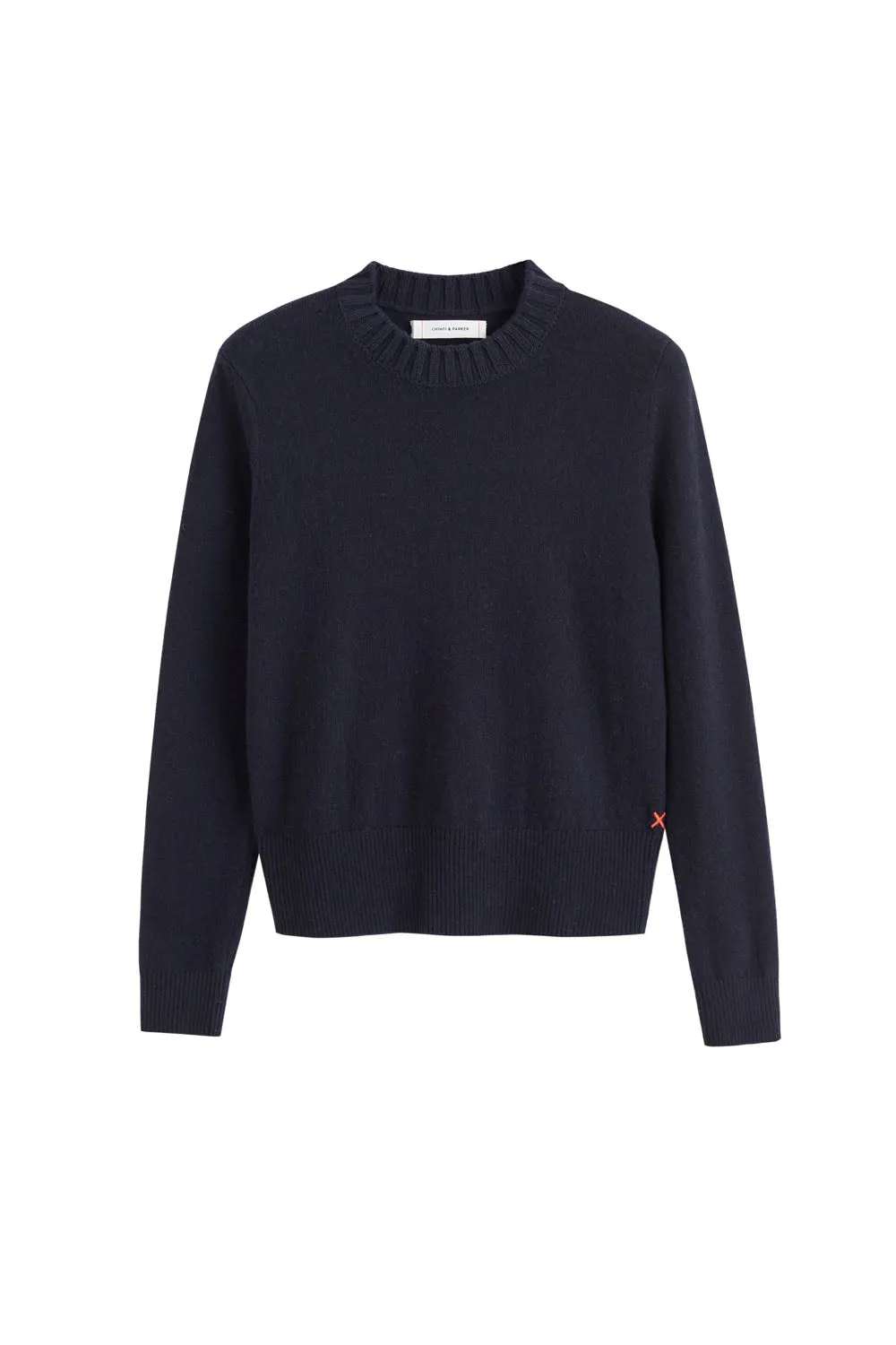 Navy Wool-Cashmere Cropped Sweater