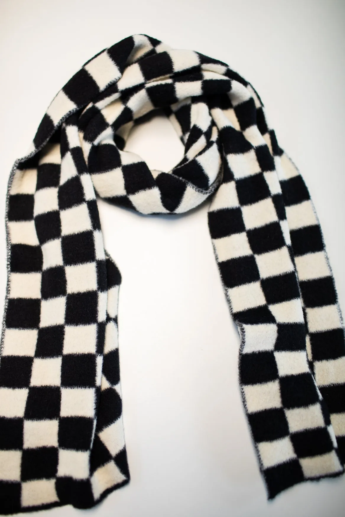 "The Oliver" Black Checkerboard Scarf │ Winter Outerwear │ Schoolgirl Style