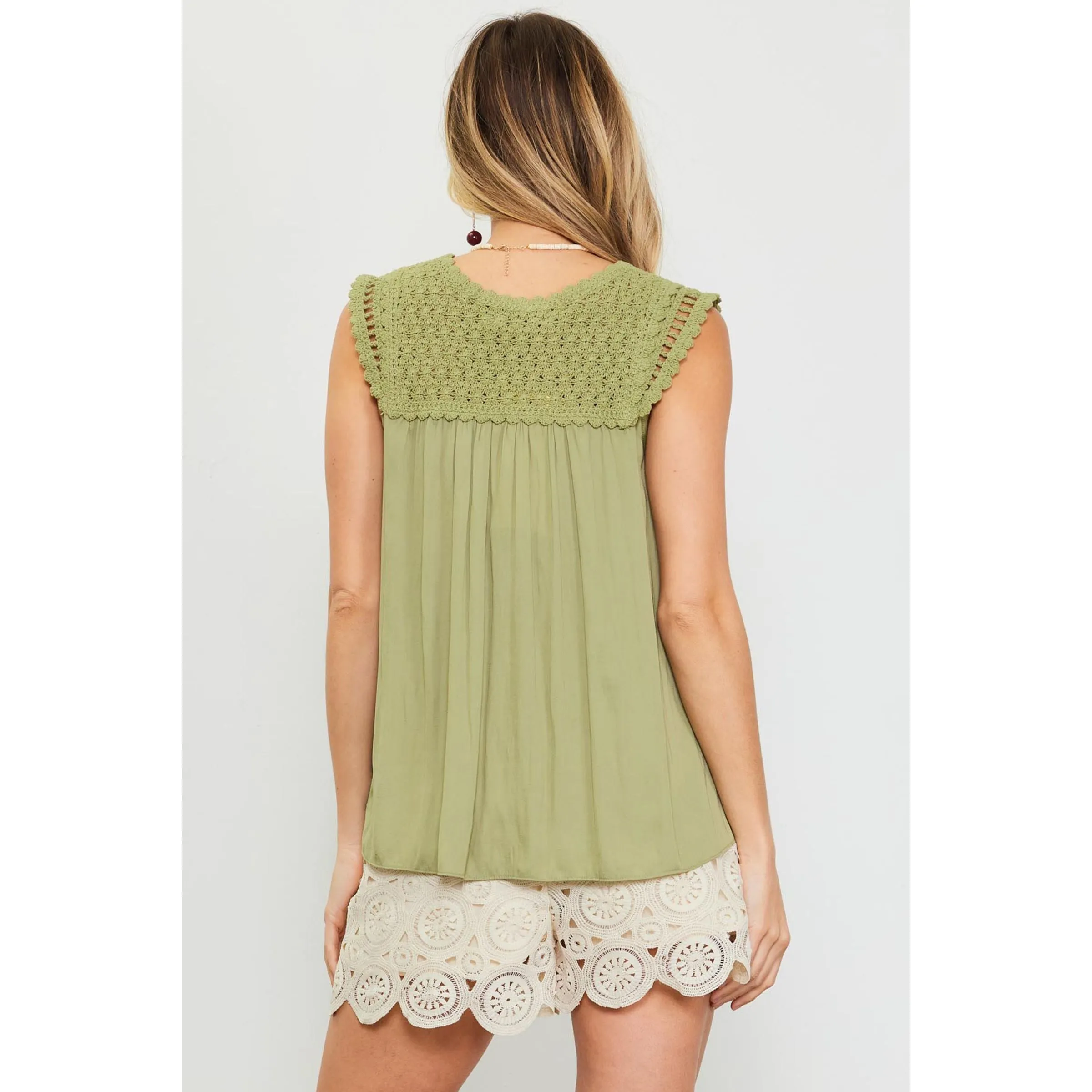 Rhonda Knitting Lace Skies are Blue Top- SALE