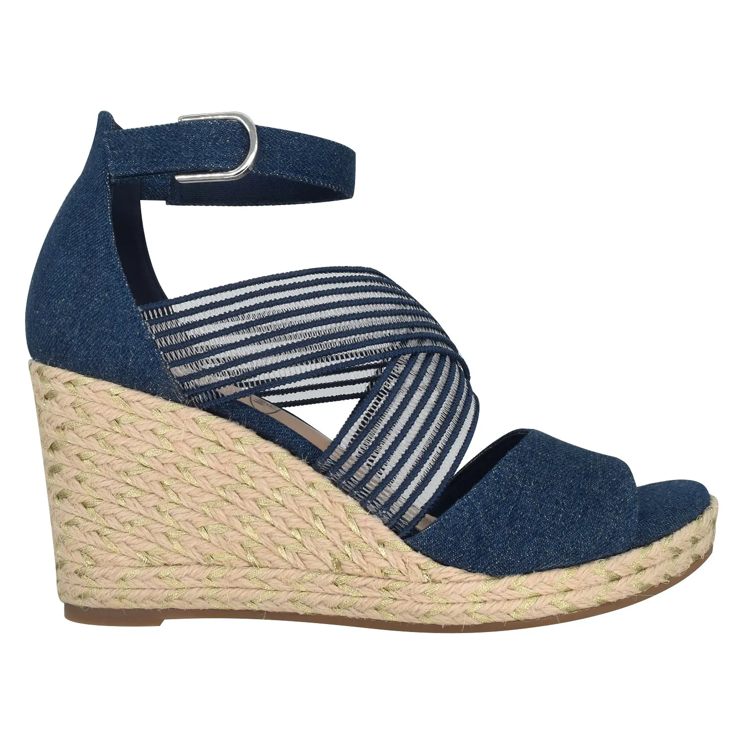 Tizane Platform Wedge Stretch Sandal with Memory Foam