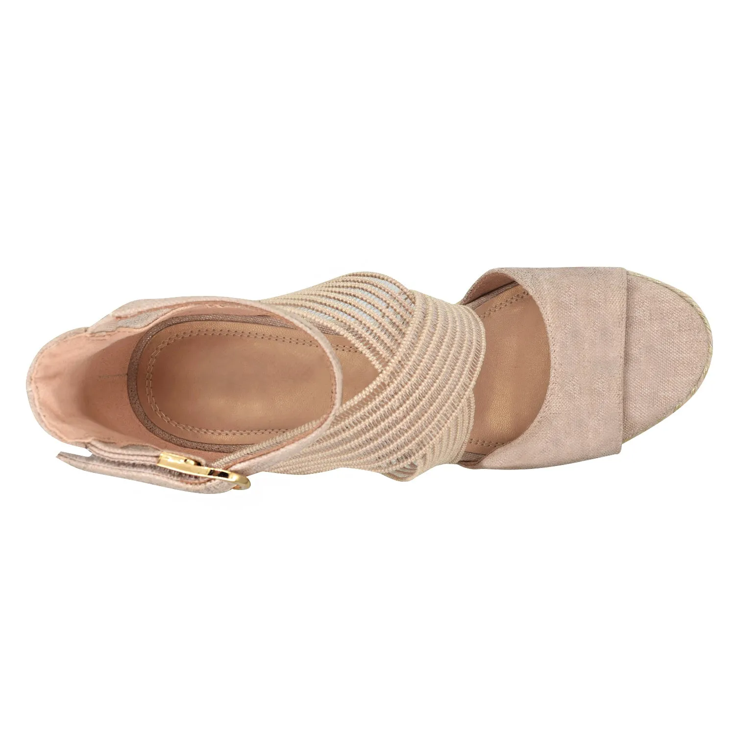 Tizane Platform Wedge Stretch Sandal with Memory Foam