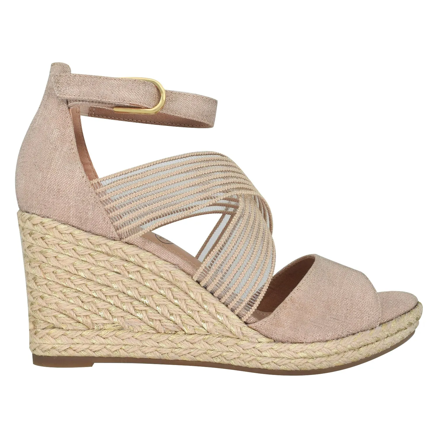 Tizane Platform Wedge Stretch Sandal with Memory Foam